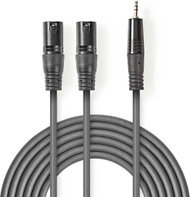 Kabllo audio Nedis OnStage, 2x XLR 3-pin mashkull në 3.5 mm mashkull, 1.5 m, gri