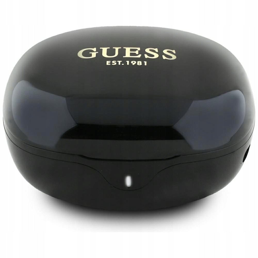 Kufje wireless Guess Glossy Classic Logo TWS, me Bluetooth, me kuti karikimi, të zeza
