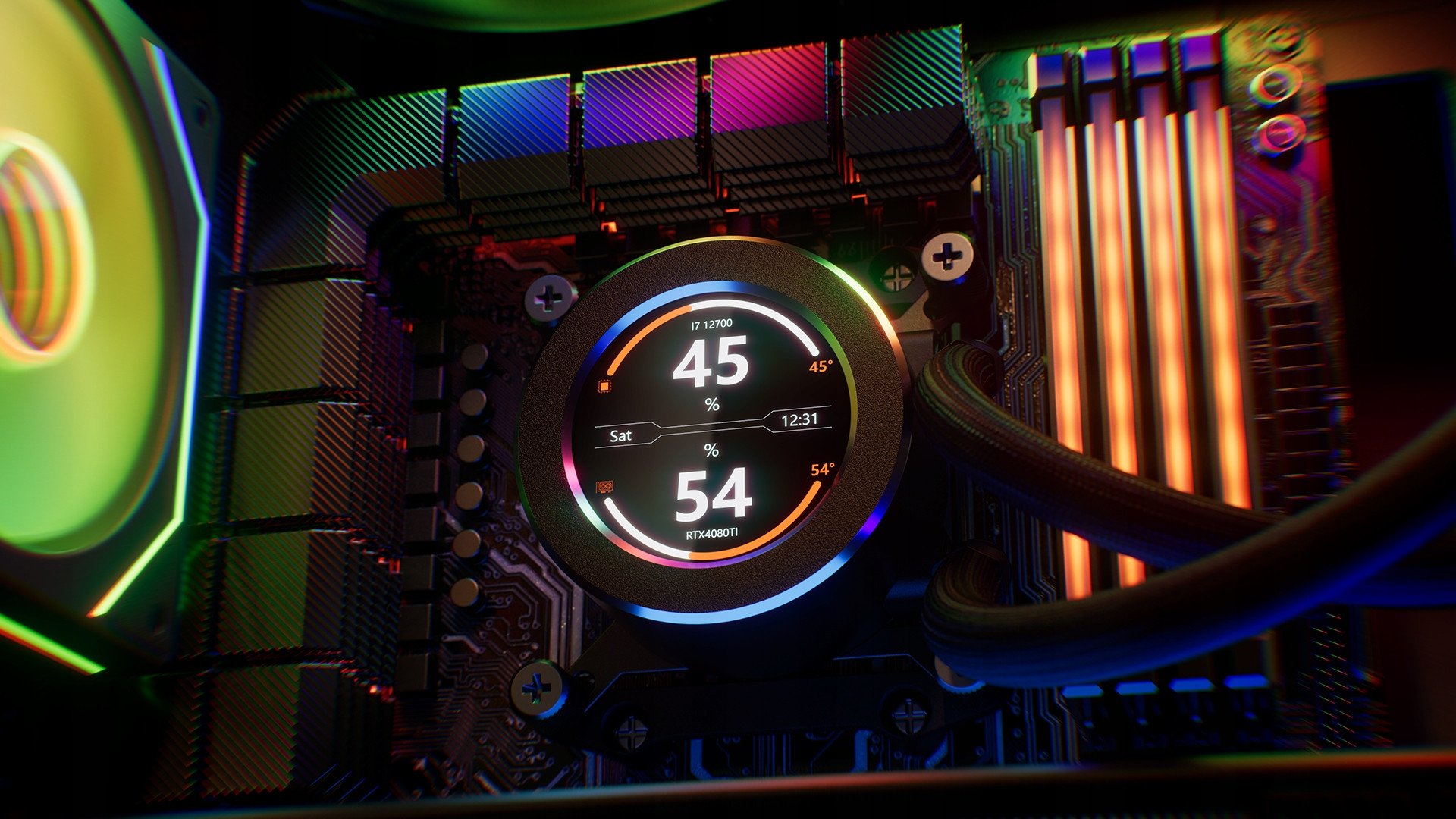 Ладење со вода за процесор Krux HydroGlance 240 LCD, радијатор 240mm, со LCD екран, црн