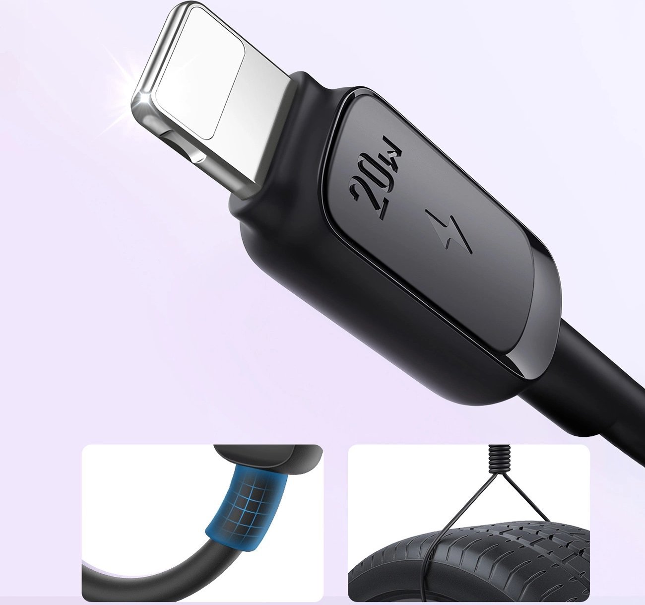 Kabëll karikues Joyroom Multi Color Series A14, USB C në Lightning, 20W, 1.2m, i zi