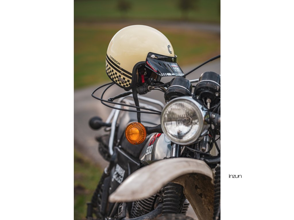 Helmë moto CASSIDA ESO Forty Nine 2026, fiberglass, retro, krem e zezë