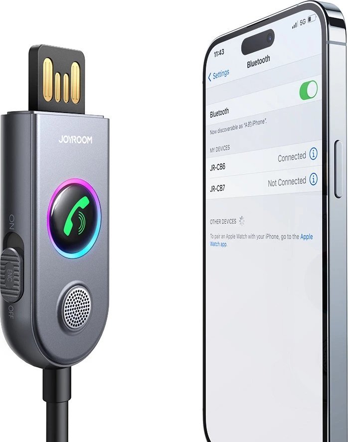 Marrës transmetues Bluetooth Joyroom JR-CB6, USB AUX, Bluetooth 5.3, i zi