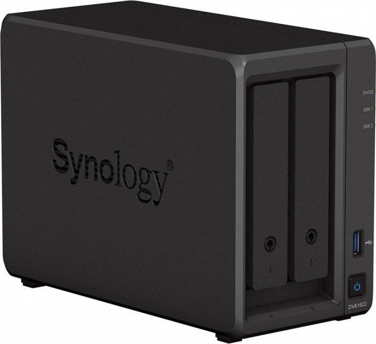 Recorder NVR Synology DVA1622, analizë video me AI, dalje HDMI, i zi