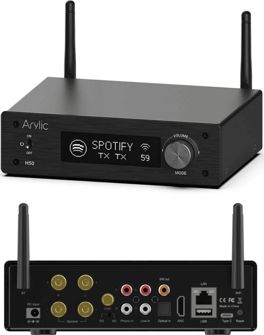 Amplifikator stereo wireless Arylic H50, Wi‑Fi, Bluetooth 5.2, i zi