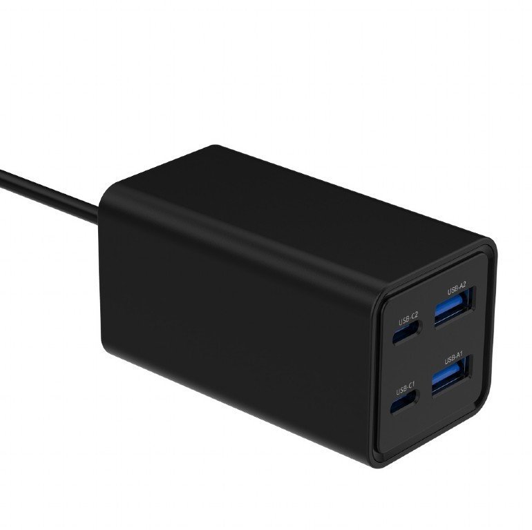 Полнач универзален Gembird 65W GaN, 2x USB A, 2x USB C, црн