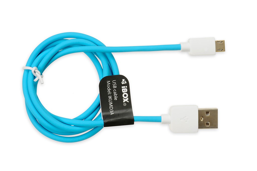 Kabllo USB iBOX MD3A, microUSB, 1m, i kaltër