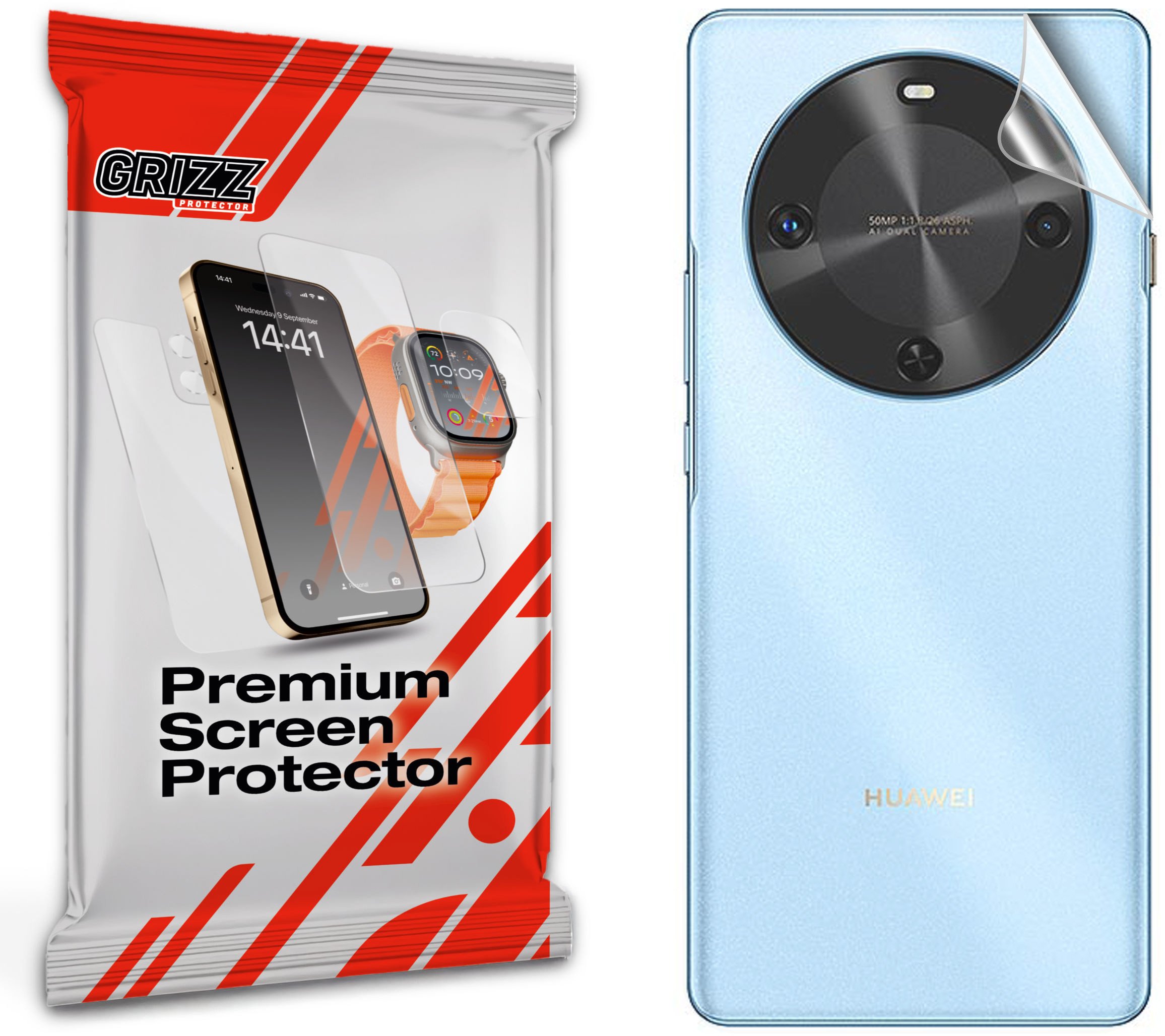 Folie mbrojtëse për pjesën e pasme Grizz SatinSkin për Huawei Enjoy 70X Energy, përfundim sateni, transparente