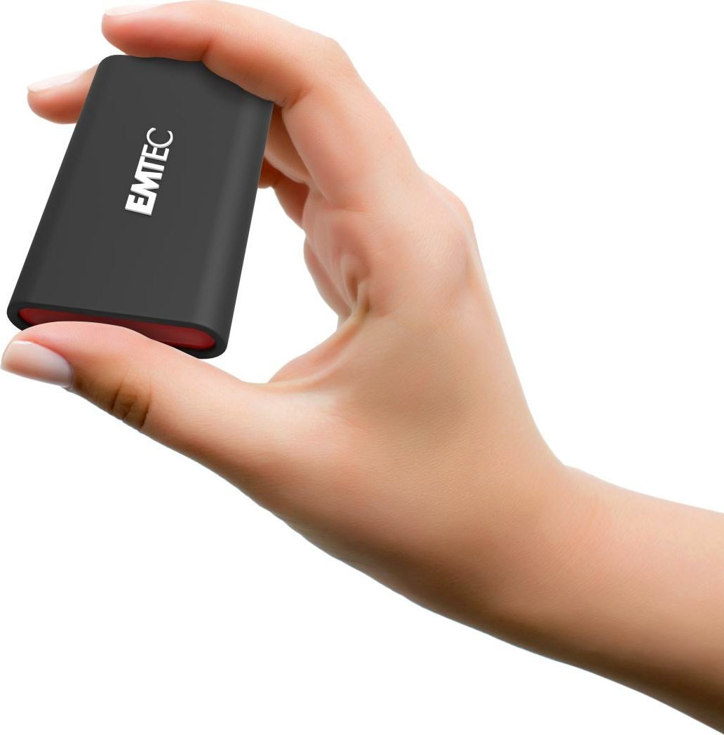 SSD portabël Emtec X210 Elite, 2TB, USB, i zi e kuqe