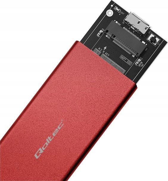 Kuti e jashtme Qoltec për SSD M.2 SATA NGFF, USB 3.0, 2TB, e kuqe