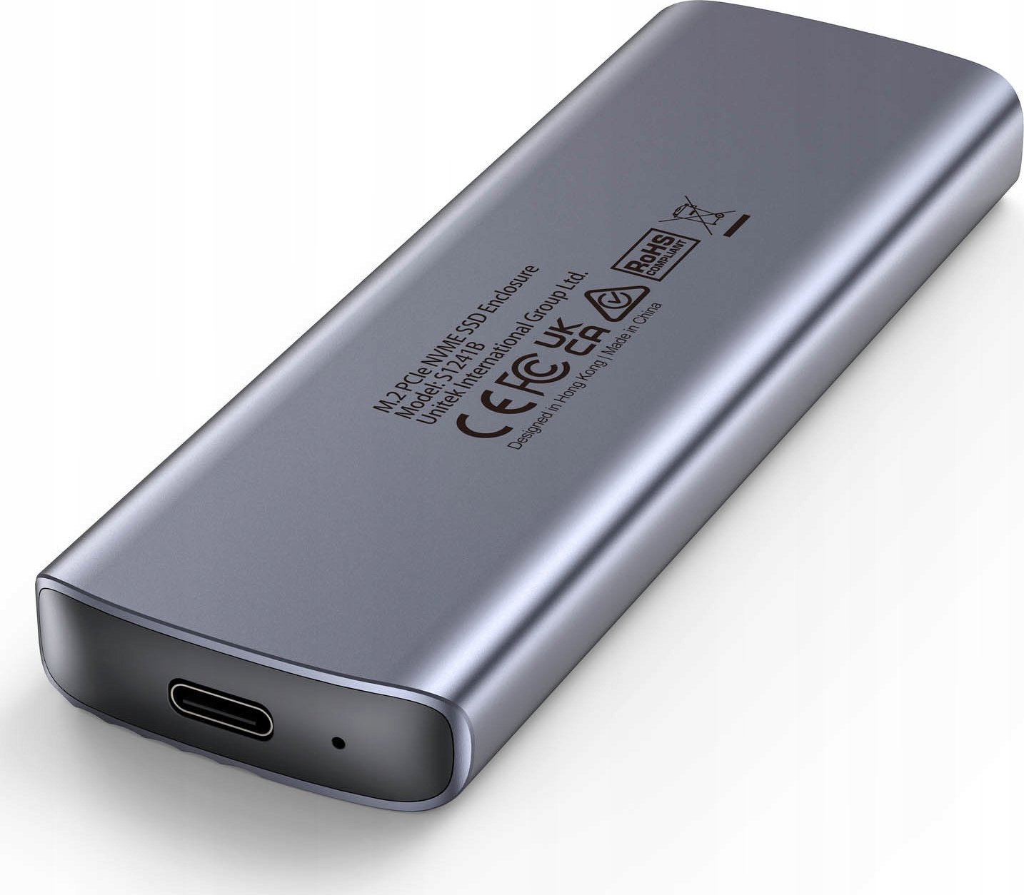 Kuti eksternale SSD UNITEK S1241B01, M.2 NVMe, USB C 10Gbps, gri