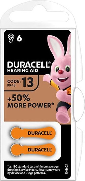 Baterija за апарат за слушање Duracell DA13, цинк-воздух, портокалова