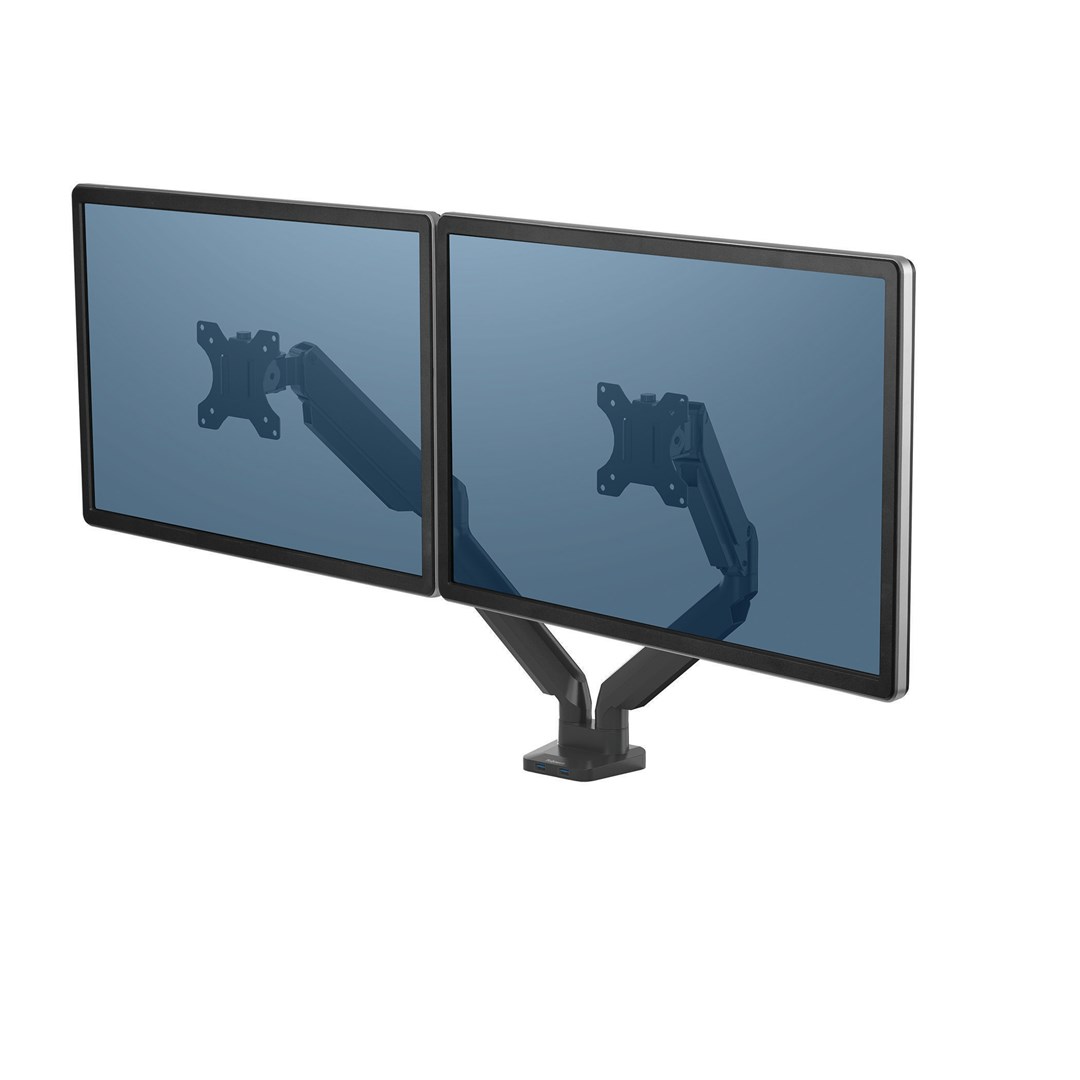 Mbajtëse për dy monitorë Fellowes Platinum Series, 17-27", 9kg, e zezë
