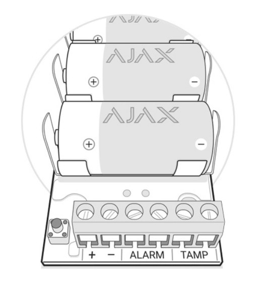 Modul wireless universal AJAX Transmitter, për lidhje detektorësh, me akselerometër sigurie, i bardhë