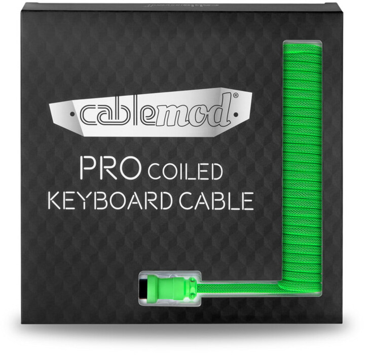 Кабел CableMod Pro Coiled Cable, USB-C/USB-A, 1,5m, Viper зелена