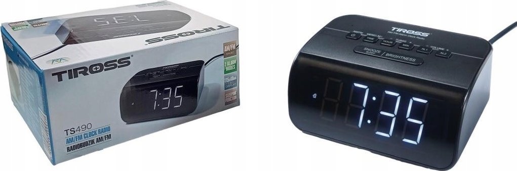 Radio ora digjitale TS490, AM/FM, ekran i ndriçuar, e zezë