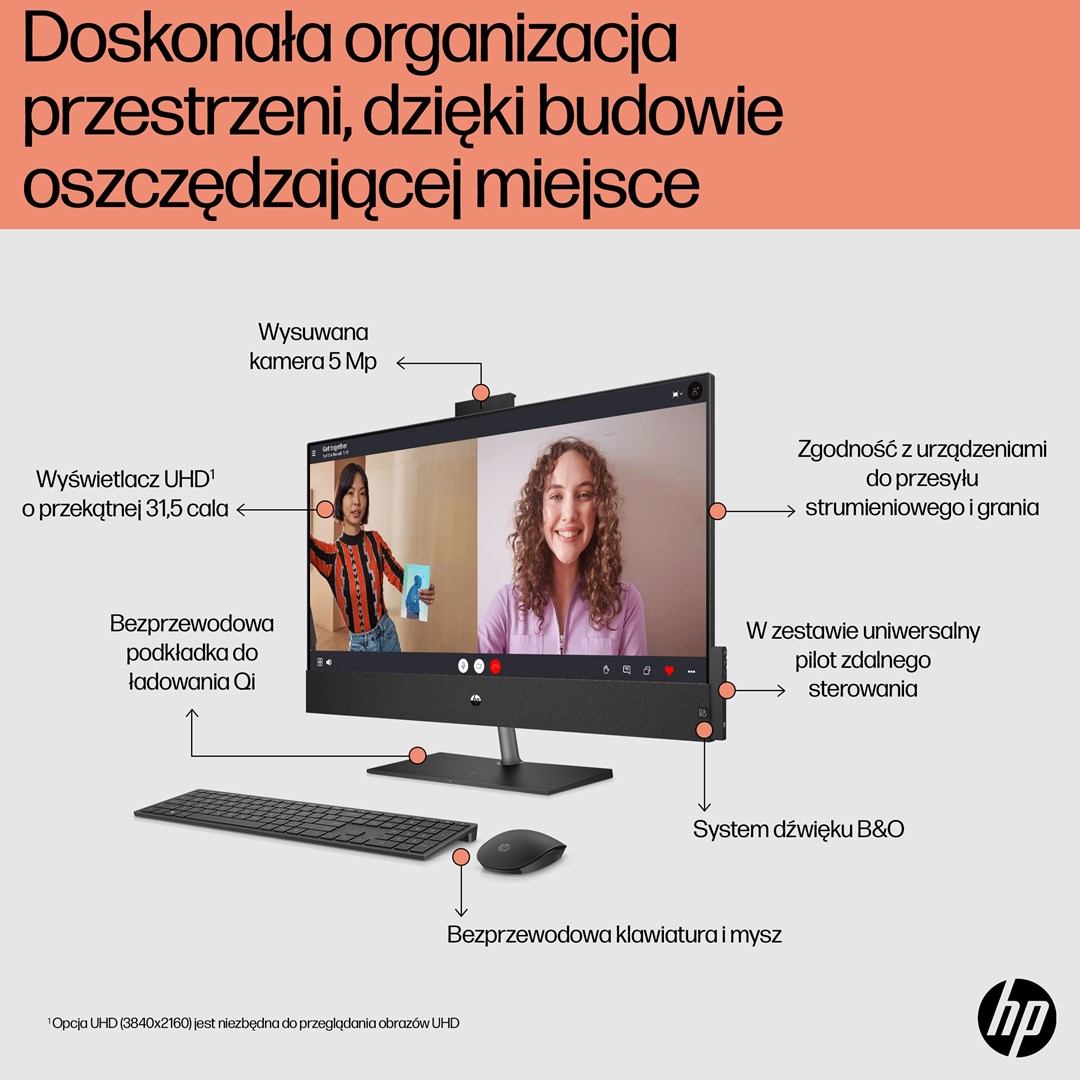 Kompjuter All-in-One HP 6J9N3EA, 31.5", i5-12400T, 16GB RAM, 1TB SSD, GTX 1650, i zi