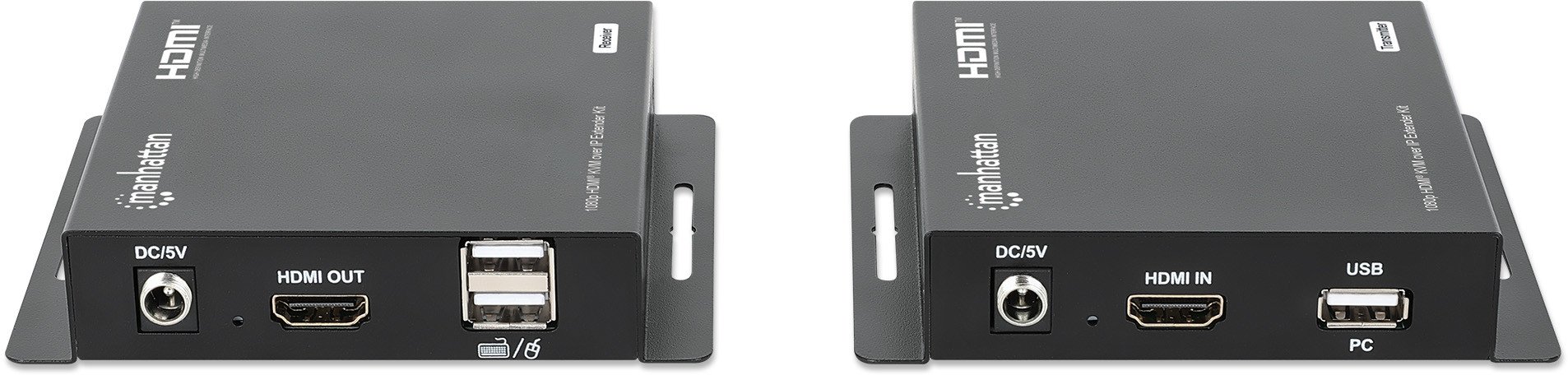 Set ekstenderi HDMI KVM Over IP Manhattan MH, Full HD 1080p, deri 120 m, i zi