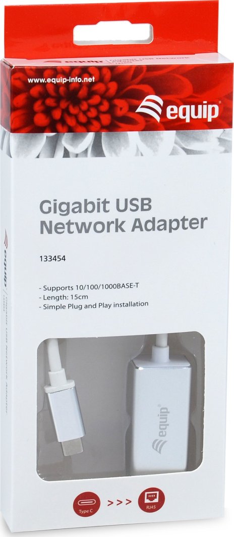 Adaptues rrjeti Equip USB Type C në RJ45, Gigabit Ethernet, gri