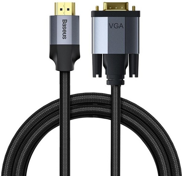 Kabllo BASEUS Cafule Series, HDMI - VGA, 1080p, me kontakte të praruar në ar, e thurur, 1m, e zezë