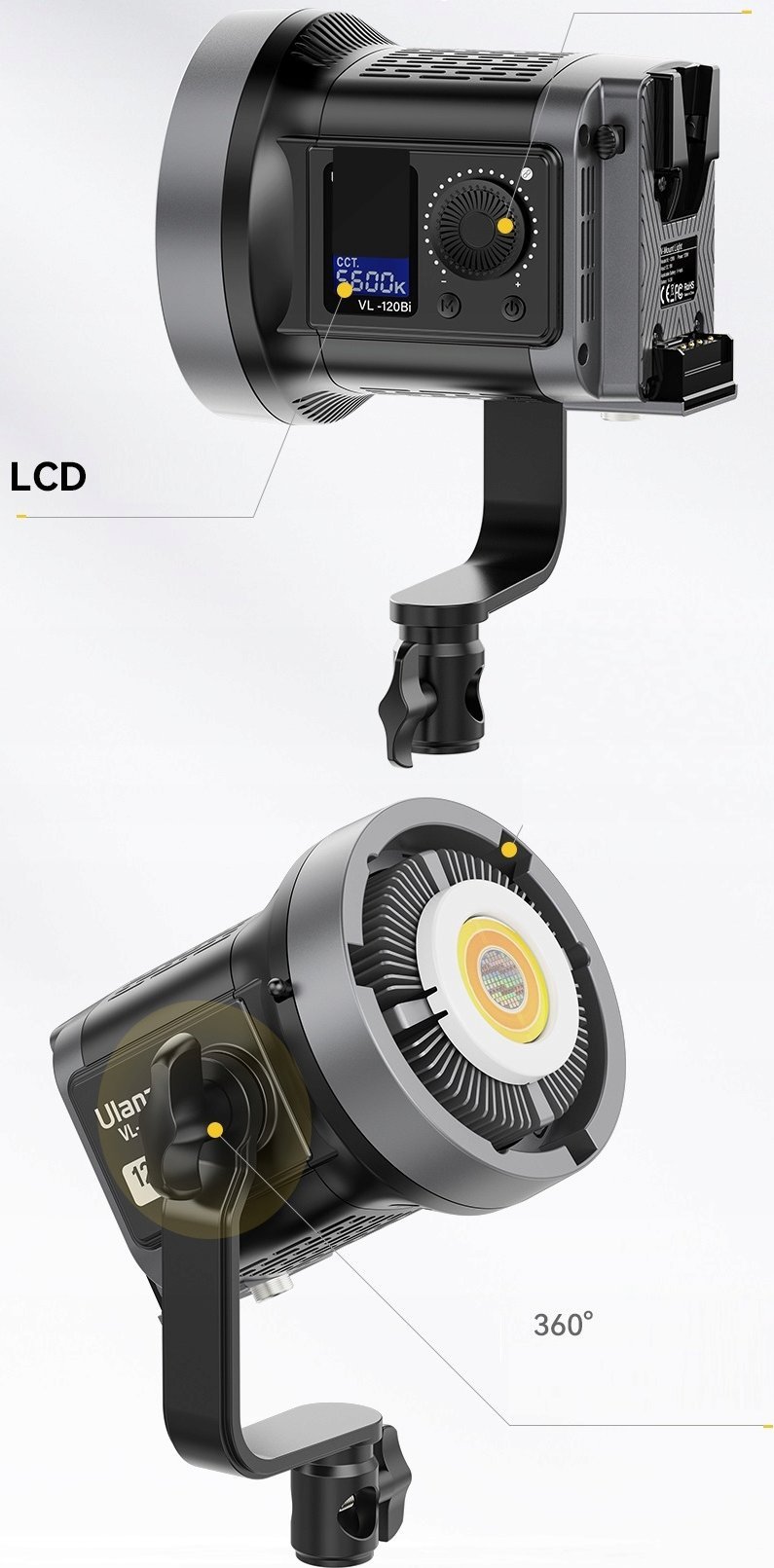 Lampë video LED Ulanzi VL-120C, RGB COB 120W, V-Mount