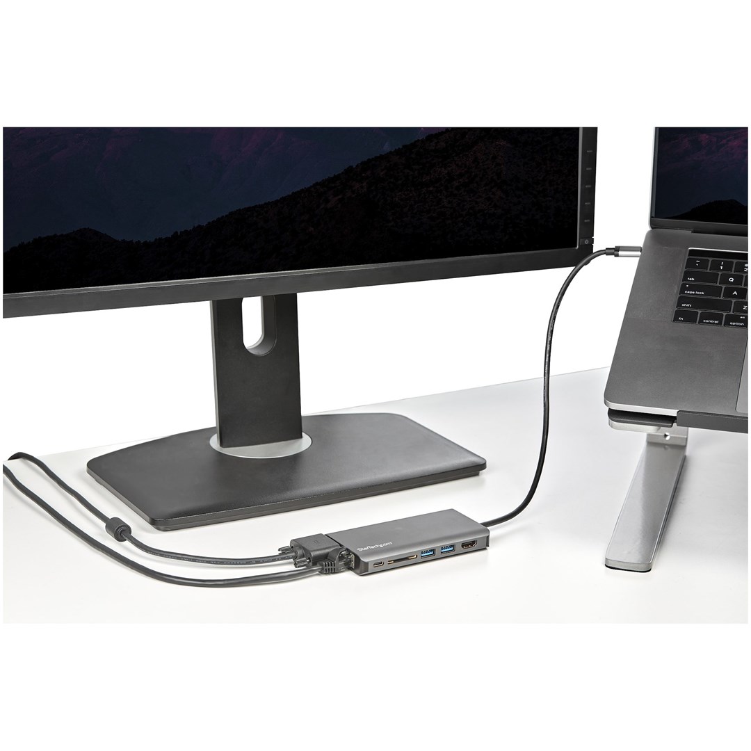 Përshtatës shumëportësh Startech, USB-C, HDMI/VGA, 100W, i hirtë