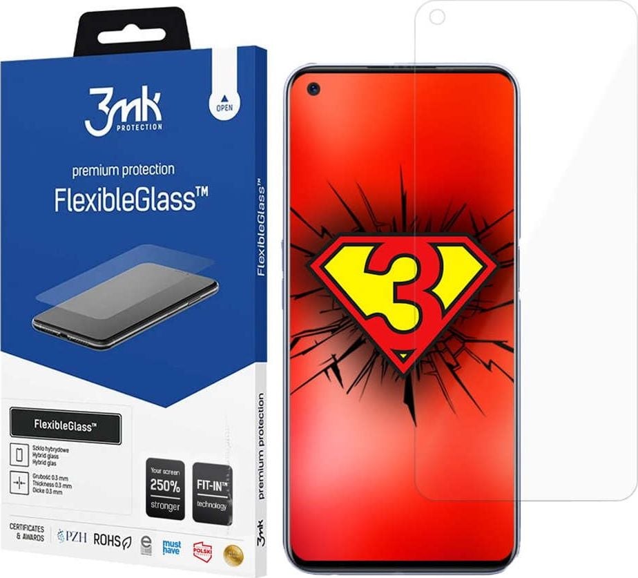 Mbrojtës ekrani 3MK FlexibleGlass për Realme GT 5G, xham hibrid, transparencë e lartë