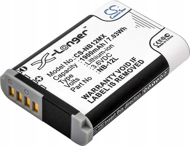 Bateri për kamera Cameron Sino CS-NB12MX, 1900mAh, Li-ion, gri