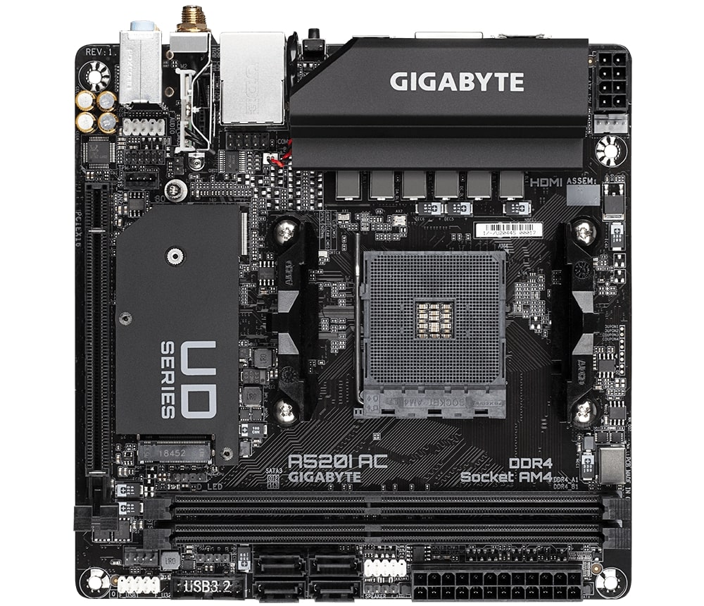 Матична плоча Gigabyte A520I AC, Mini-ITX, AM4, DDR4, Wi-Fi, црна