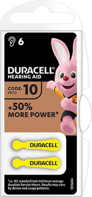 Bateri për aparat dëgjimi Duracell Hearing Aid 10, paketim 6 copë, pa merkur