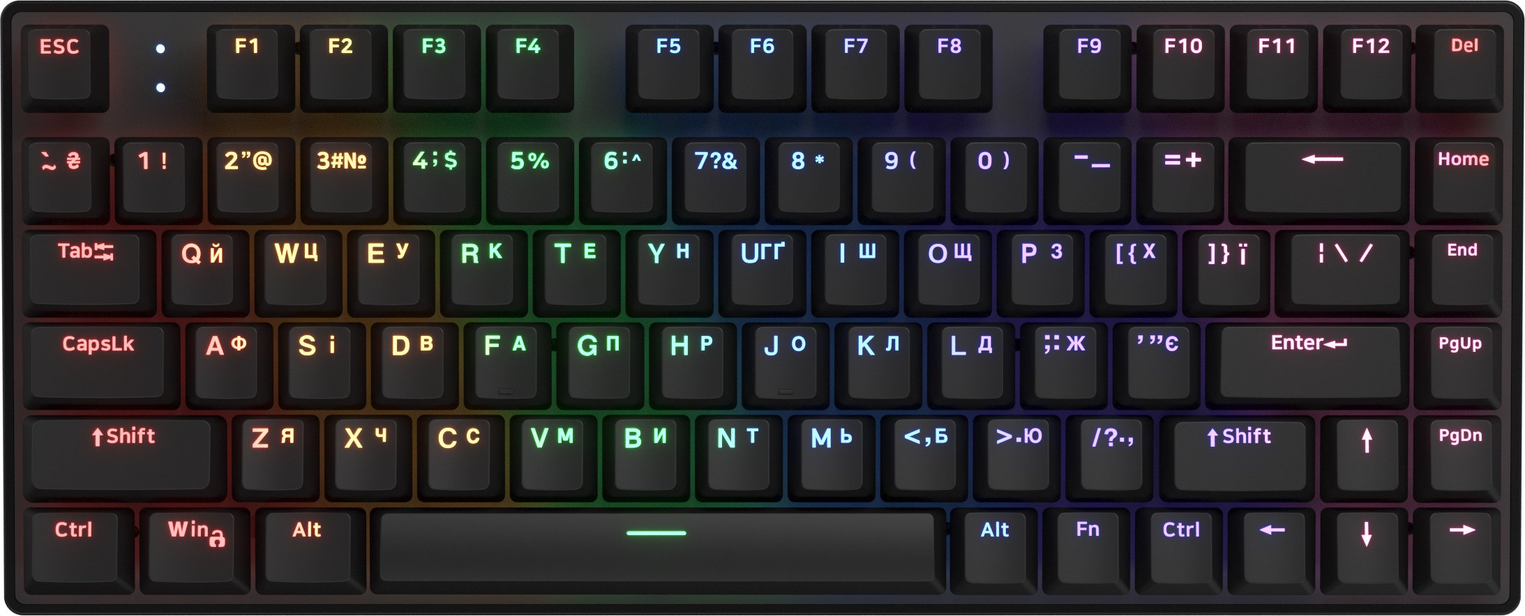 Tastierë gaming Hator HTK275UA Icefall Mecha Rainbow 82, wireless, LED Rainbow, e bardhë