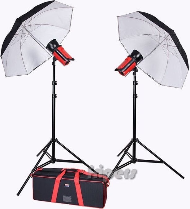 Set ndriçimi flash Aurora Orion 400 Kit 2, 2x200Ws, me stativa dhe çadra, i zi