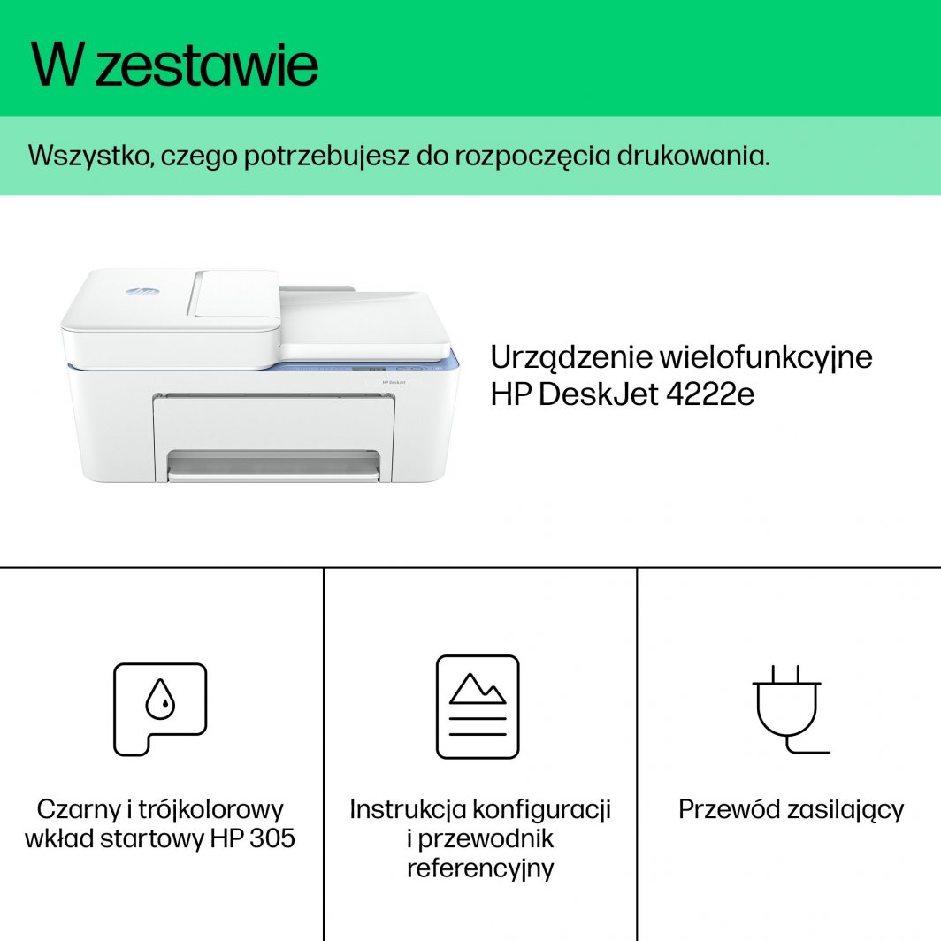 [OUTLET] Printer HP DeskJet 4222e All-in-One Thermal inkjet A4 4800 x 1200 DPI 8.5 ppm Wi-Fi, i bardhë