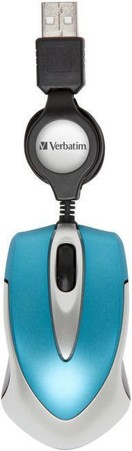 Maus Verbatim GO, me kabllo, USB, i bardhë dhe i kaltërt