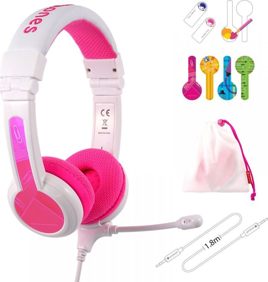 Kufje për fëmijë BuddyPhones School+, rozë