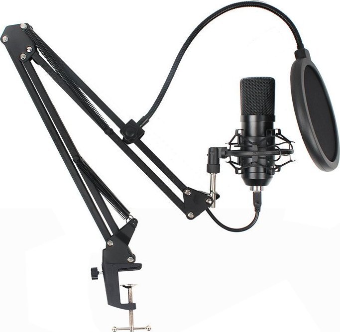 Mikrofon kondensator ART AC-03, USB, me boom dhe POP filter, i zi