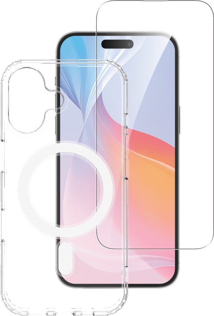 Set aksesorësh 4smarts 3in1 Premium Starter për Apple iPhone 16, me MagSafe, transparent