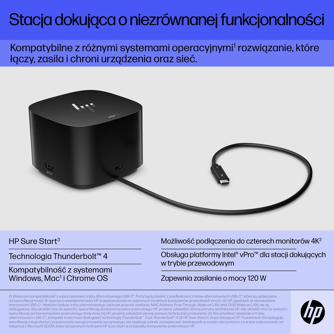 Докинг станица HP TB 120W G4, Thunderbolt 4, 4K, црна