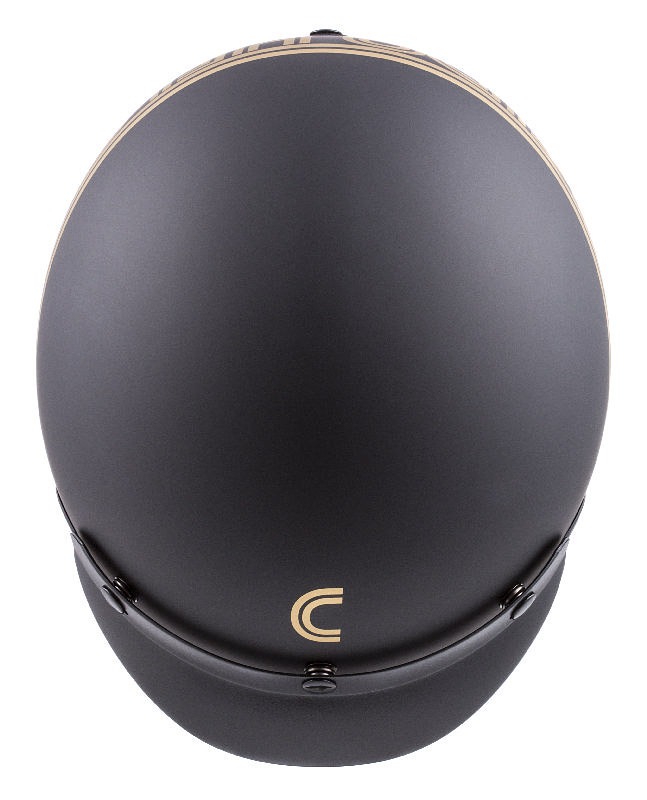 Мото кацига CASSIDA Oxygen Rondo, поликарбонат, сончев визир, црна мат со златна