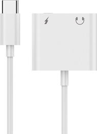 Adapter audio Gembird, mini jack 3.5mm dhe USB C në USB C, i bardhë