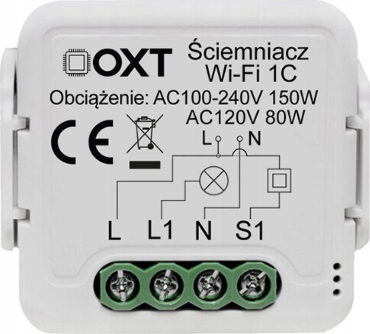 Kontrollues ndriçimi WiFi Tuya OXT SWT24, kanal i vetëm, aplikacion Android iOS, i bardhë