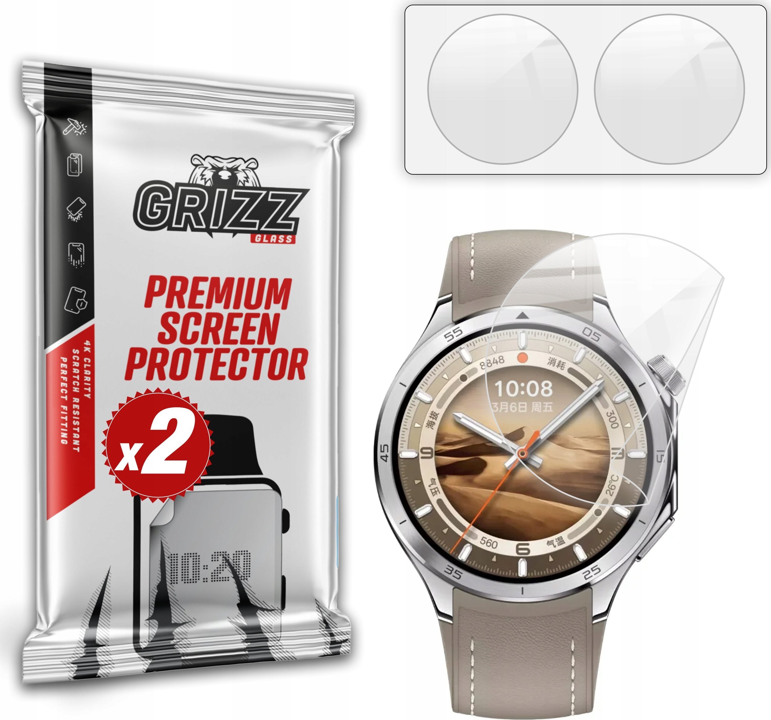 Mbrojtëse ekrani keramike Grizz CeramicFilm për Oppo Watch X2, set 2 copë, e tejdukshme