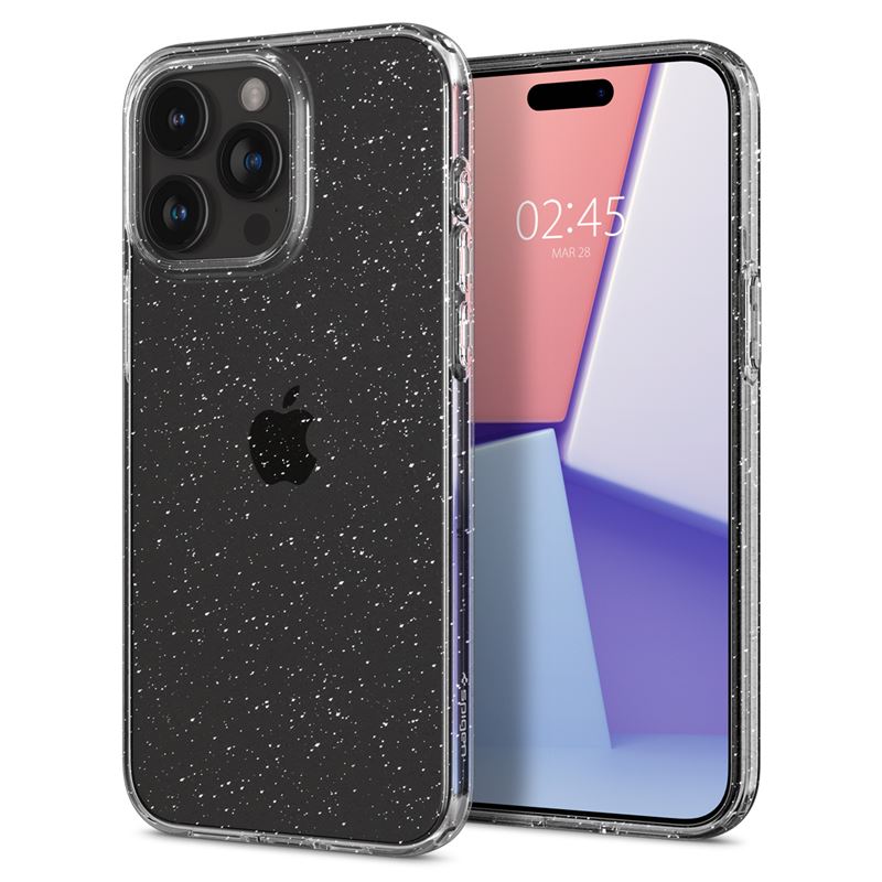 Mbështjellës për iPhone 15 Pro Spigen Liquid Crystal Glitter, i zi