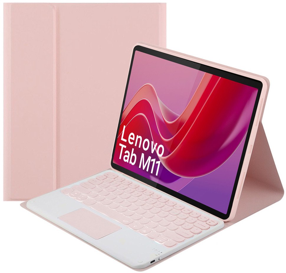 Këllf me tastierë Bluetooth Strado për Lenovo Tab M11, me touchpad, rozë
