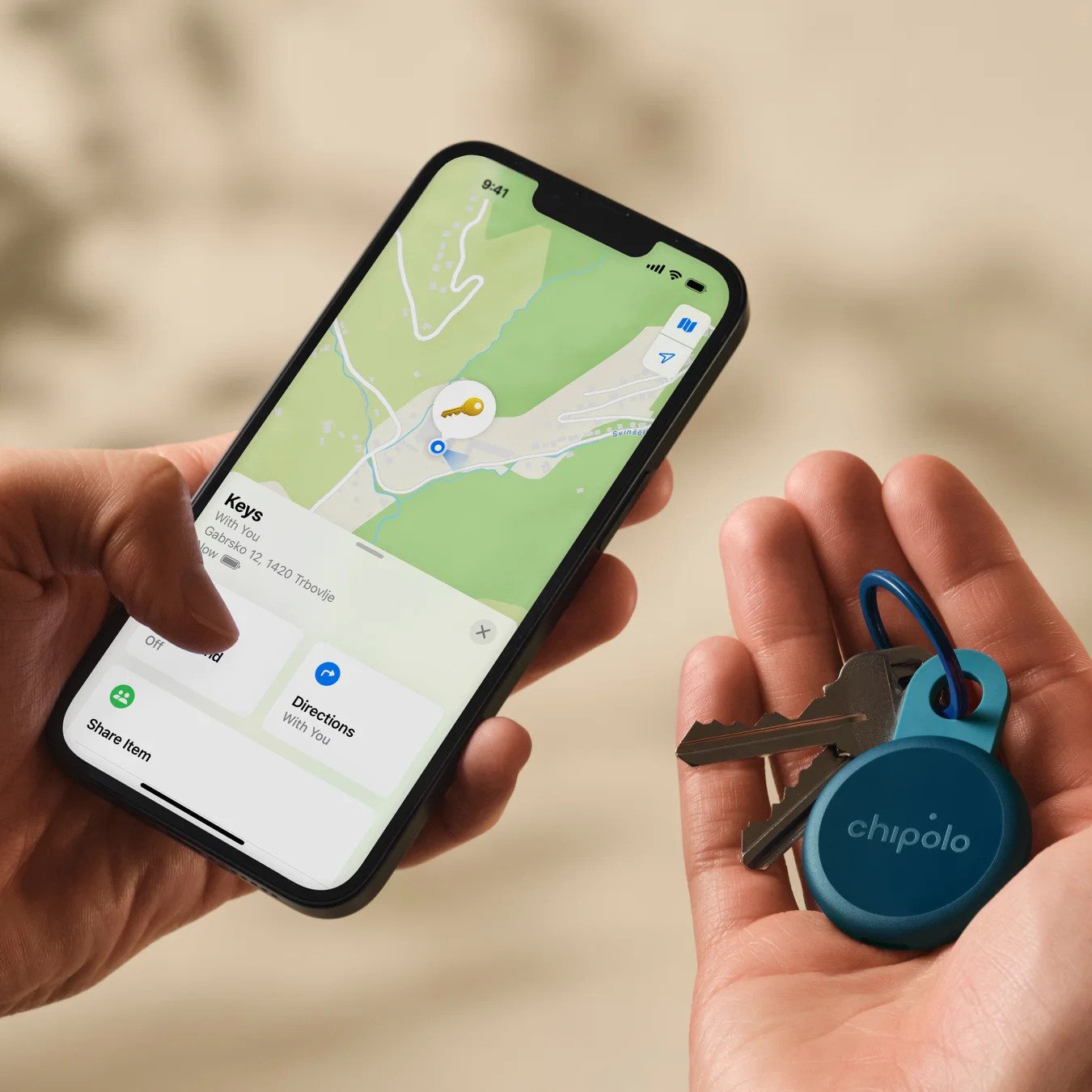 GPS gjetës Chipolo LOOP, Apple dhe Google Find My, i rimbushshëm, blu