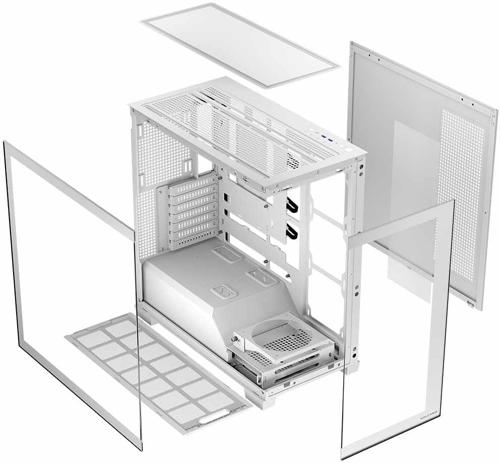 Kutia kompjuterike Modecom Stellar NF ARGB 20, ATX, xham i temperuar, e bardhë