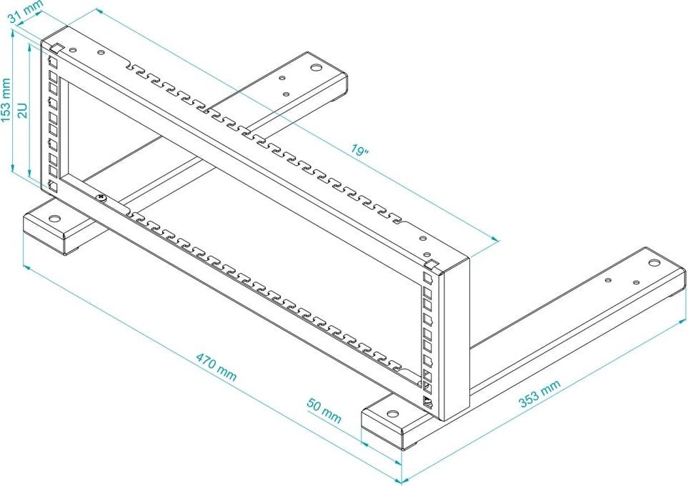 Mbajtëse rack Stalflex STR19-2U-B, 19", 2U, e zezë