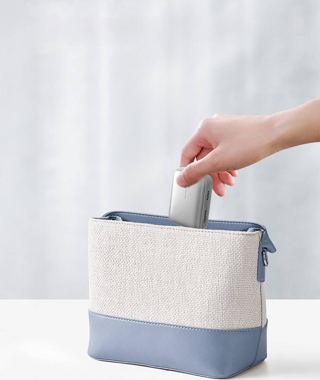 Power bank Aukey Spark Mini, 10000mAh, 20W USB C USB A, i bardhë