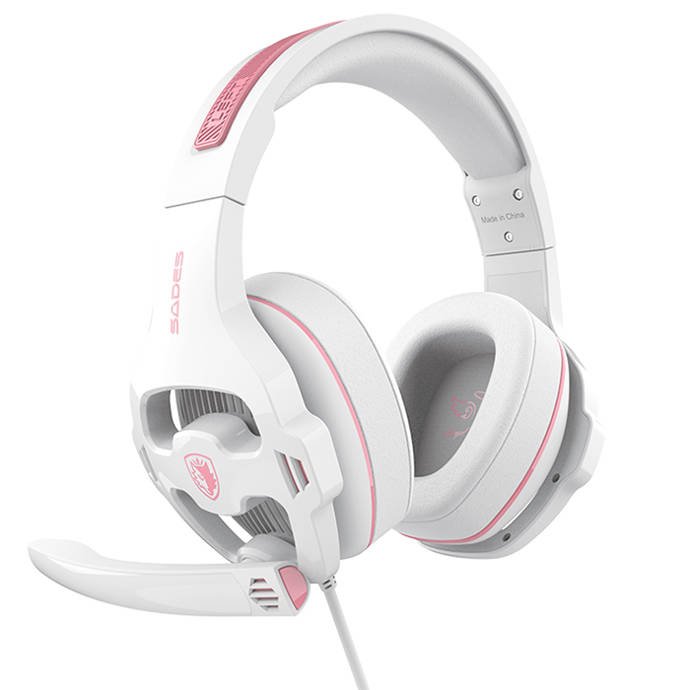 Kufje gaming Sades Ppower SA-726, 3.5mm, me mikrofon, rozë