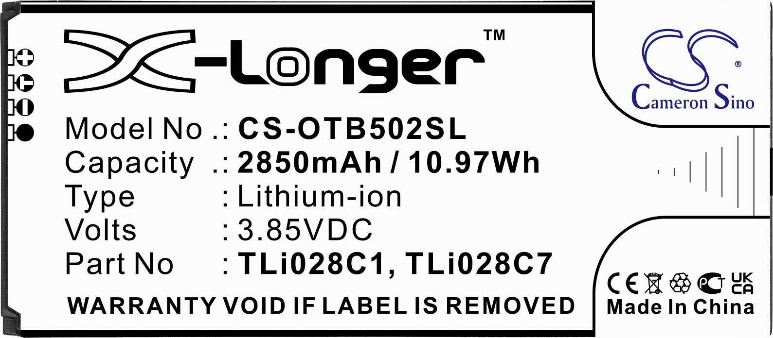Bateri telefoni Alcatel 1B 2020, Li-ion 3.85V, 2850mAh, e zezë