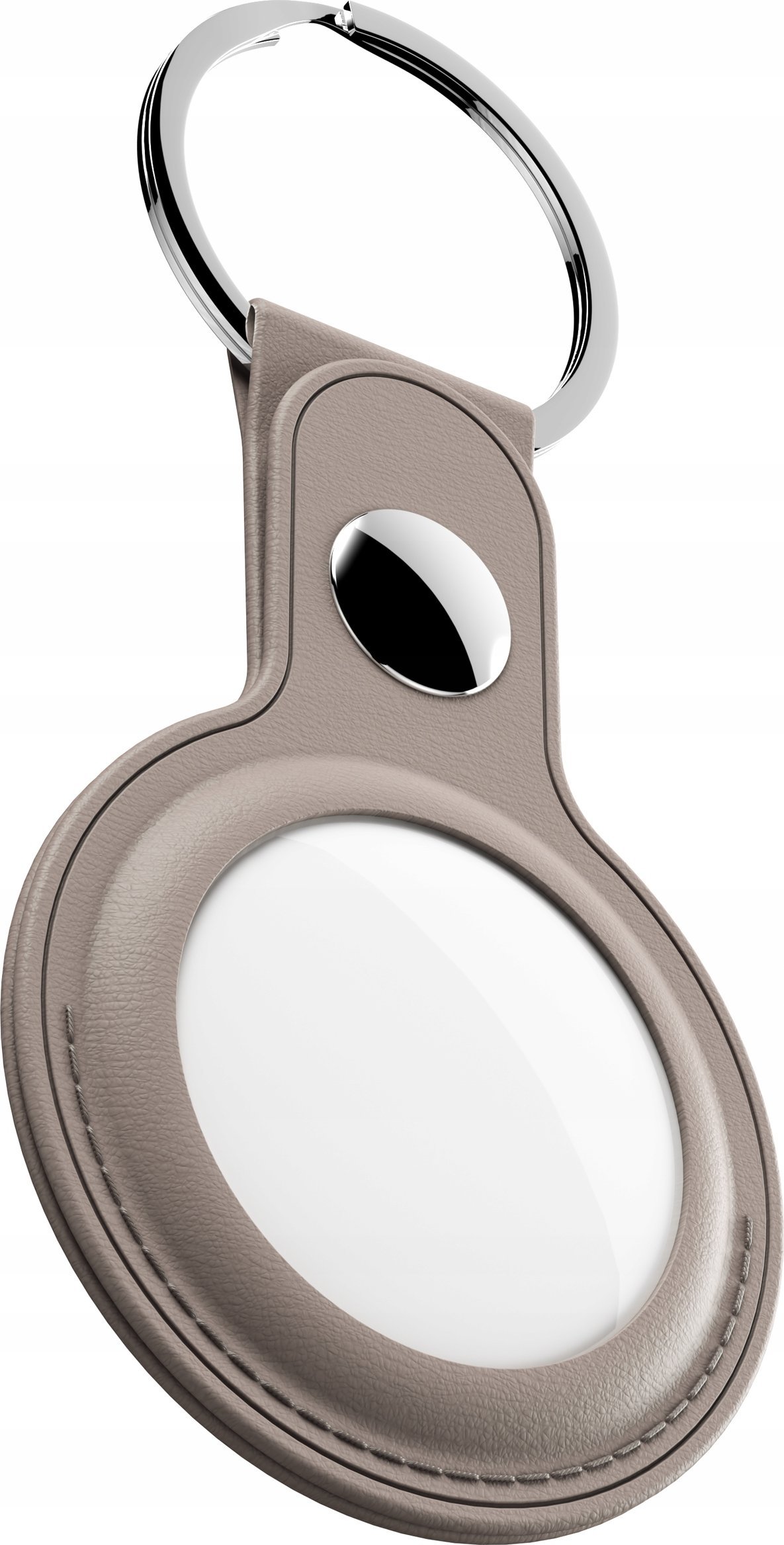 Кожна држачка за Епл АирТаг KeyBudz AirTag Keyring, метална карабинерка, sandy beige